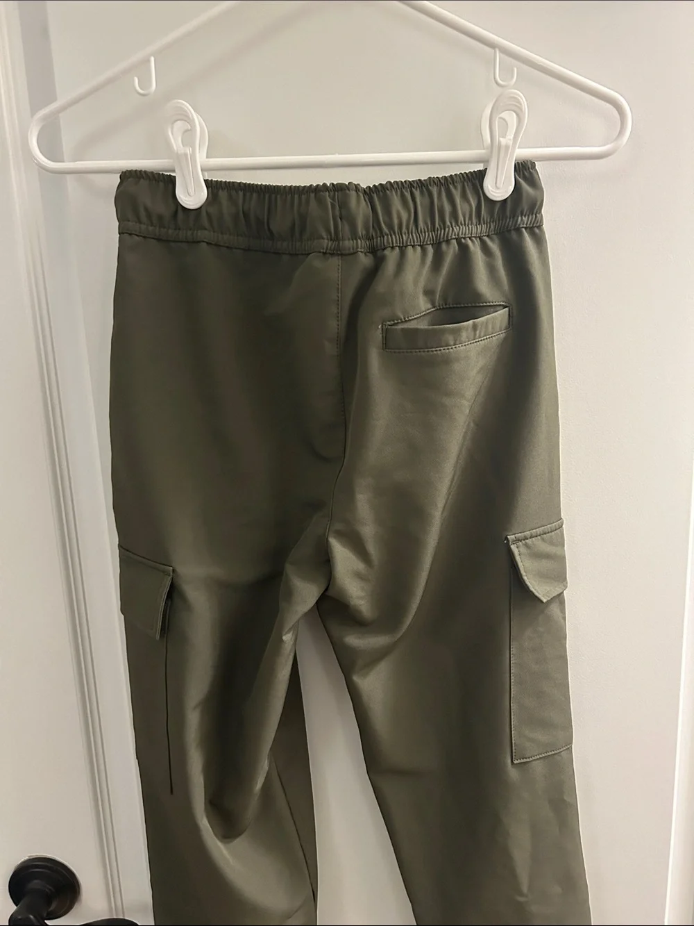 Youth Olive Cargo Jogger Pants with Elastic Waist